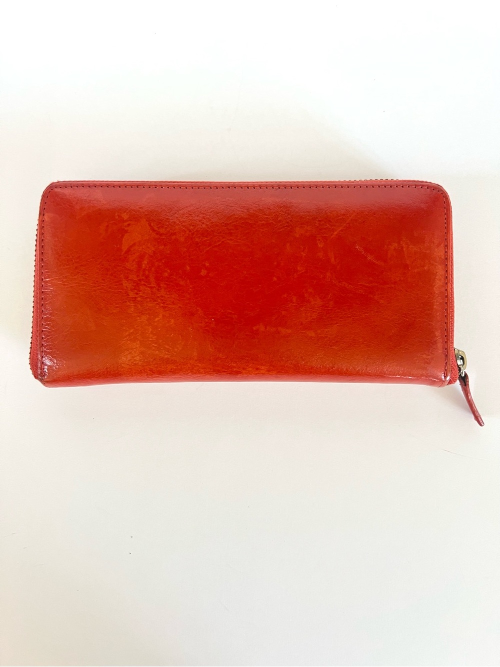 Bossa Tangerine Leather Zip-Around Clutch Wallet Quiet Luxury Timeless Sleek
